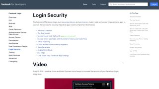 Login Security - Facebook for Developers