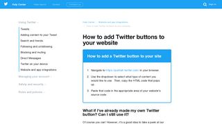 How to add Twitter buttons to your website - Twitter support