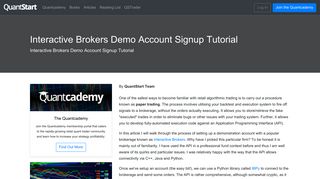Interactive Brokers Demo Account Signup Tutorial | QuantStart