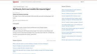 In Ubuntu, how can I enable the remote login? - Quora