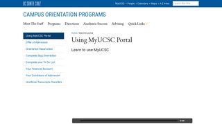 Using MyUCSC Portal - Campus Orientation Programs