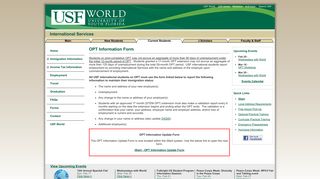 International Services - OPT Information Form - USF World