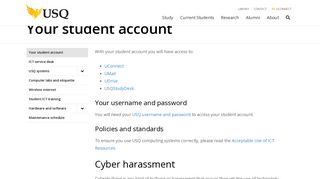 Your student account - University of Southern Queensland - USQ