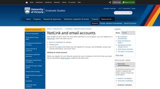 NetLink and email accounts - University of Victoria - UVic