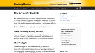 New & Transfer Students | University Housing - UWM