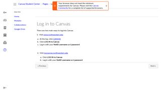 Log in to Canvas: Canvas Student Center