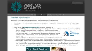 Assessment Payment Options - Vanguard Management Associates, Inc.