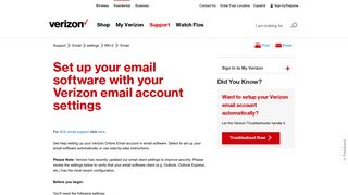 Email Settings - Customer Service | Verizon