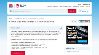 Check visa entitlements and conditions | Service NSW