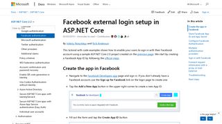 Facebook external login setup in ASP.NET Core | Microsoft Docs