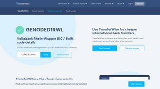 GENODED1RWL BIC / SWIFT Code - Volksbank Rhein-Wupper ...