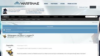 Steam Auto-Login? - Art, Animation, & UI - Warframe Forums