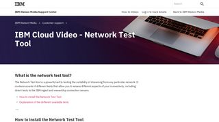 IBM Cloud Video - Network Test Tool – IBM Watson Media