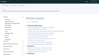 Known issues - IBM Watson