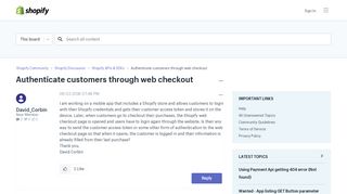 Authenticate customers through web checkout - Shopify Community