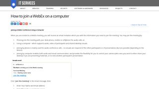 How to join a WebEx on a computer | IT Services