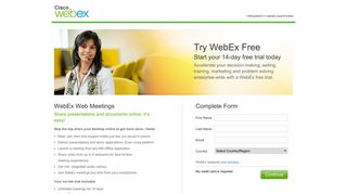 Take a free trial of WebEx Meeting Center
