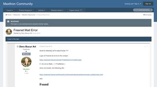 Freenet Mail Error - Maxthon Newcomer - Maxthon Community ...