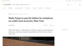 Wells Fargo to pay $4 million for violations on credit card accounts ...
