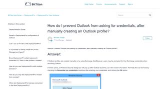 How do I prevent Outlook from asking for credentials, after manually ...