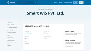 AS134903 Smart Wi5 Pvt. Ltd. - IPinfo IP Address Geolocation API