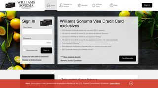 Williams Sonoma Visa Credit Card - Manage your account - Comenity