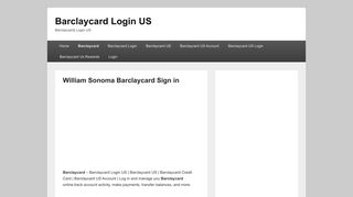 William Sonoma Barclaycard Sign in – Barclaycard Login US