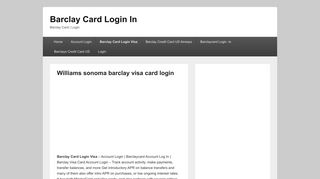 Williams sonoma barclay visa card login – Barclay Card Login In