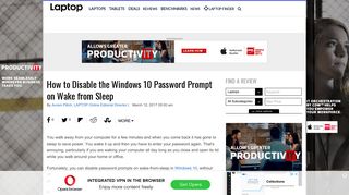 How to Disable the Windows 10 Password Prompt on Wake from ...