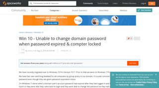 Win 10 - Unable to change domain password when password expired ...