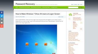 How to Make Windows 7 Show All Users at Logon Screen | Password ...