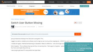 Switch User Button Missing - Windows 7 Forum - Spiceworks Community