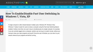 How To Enable/Disable Fast User Switching In Windows 7, Vista, XP