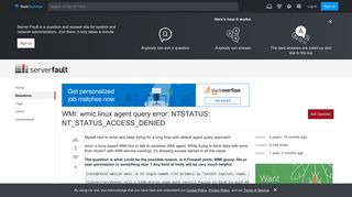 WMI: wmic linux agent query error: NTSTATUS - Server Fault