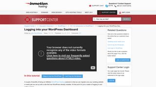 Logging into your WordPress Dashboard | InMotion Hosting