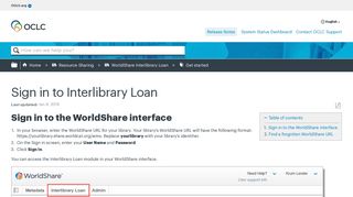 Sign in to Interlibrary Loan - OCLC Support