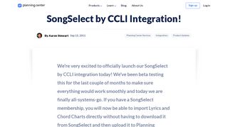 SongSelect by CCLI Integration! | Planning Center