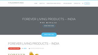 FOREVER LIVING PRODUCTS - INDIA - TJ PLACEMENTS INDIA