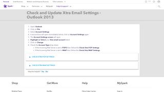 Check and Update Xtra Email Settings - Outlook 2013 | Spark NZ