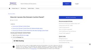 How do I access the Domain Control Panel? - Yahoo Small Business ...