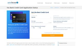 YES Bank Credit Card Application Status - Paisabazaar.com