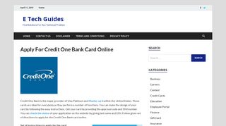 www.yescreditone.com – Apply For Credit One Bank Card Online