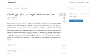Can't log in after setting up YouMail account – Help Center