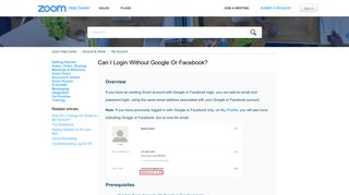 Can I login without Google or Facebook? – Zoom Help Center