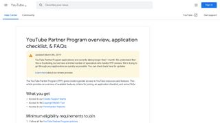 YouTube Partner Program overview, application checklist, & FAQs ...