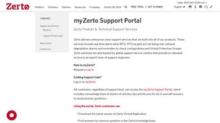 Zerto Support: Product &Technical Support Portal