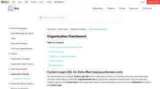 Zoho Mail - Customizing Logo and login URL