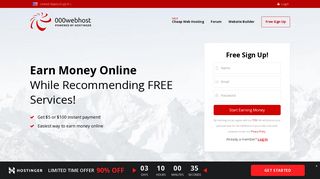 Earn money online with free web hosting affiliate program - 000Webhost