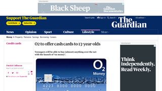 O2 to offer cash cards to 13-year-olds | Money | The Guardian