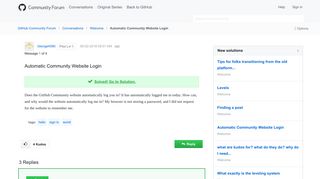 Solved: Automatic Community Website Login - GitHub Community ...